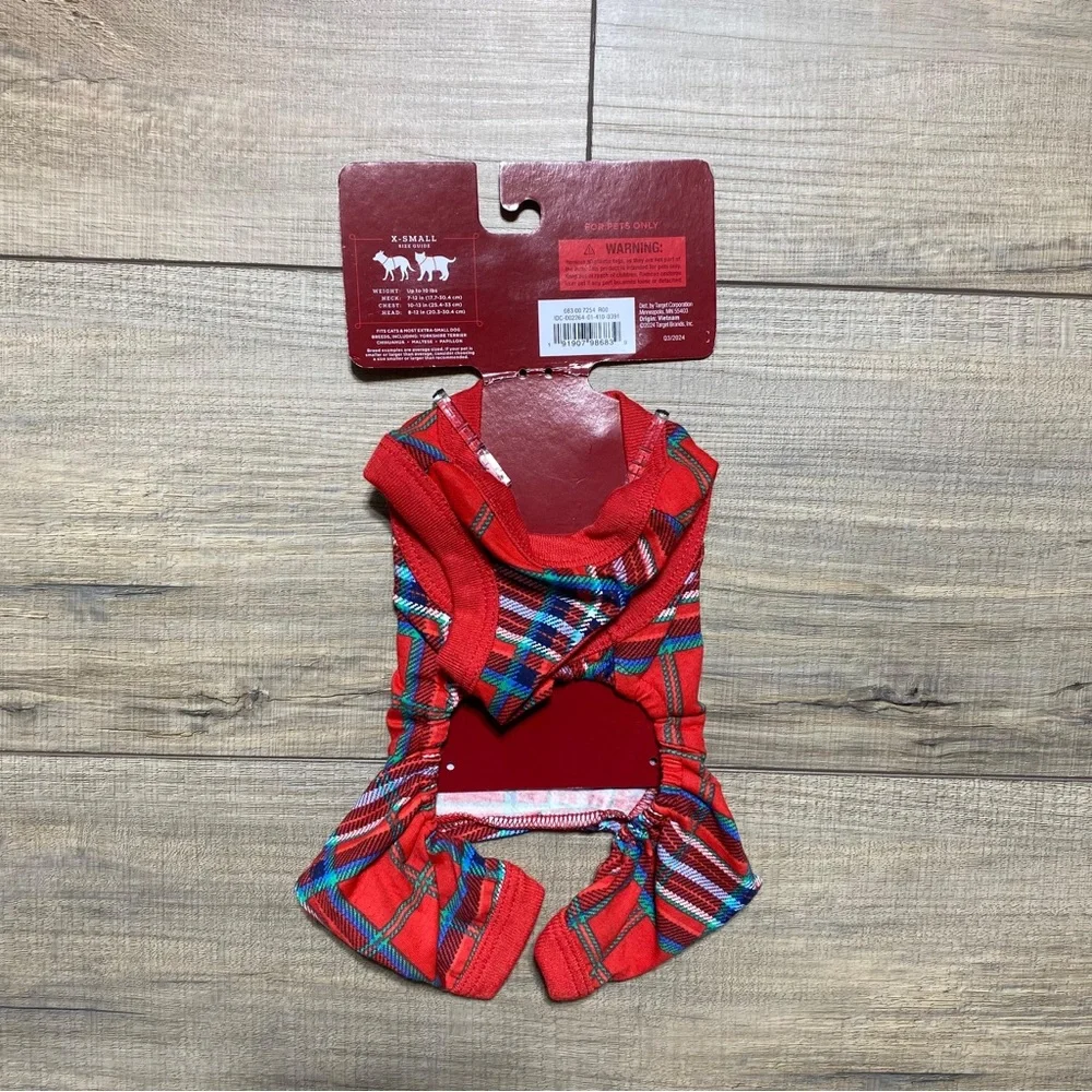 Wondershop By Target Plaid Pet Pajamas Size XS Red‎ Blue White Green